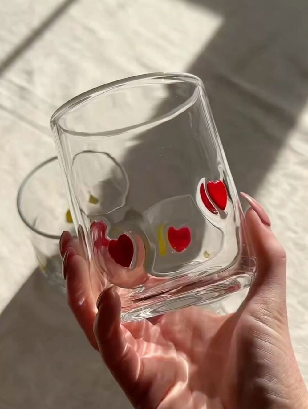 Red Hearts Charm Icon Juice Drinking Glass Cup